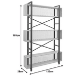 Βιβλιοθήκη Fifer Pakoworld σε oak-Μαύρη Απόχρωση 120x28x185εκ