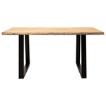 Τραπέζι Miles Pakoworld Μασίφ Ξύλο Ακακίας Πάχους 3.7-4εκ σε Φυσική Απόχρωση με Μαύρα Μεταλλικά Πόδια 140x80x76εκ
