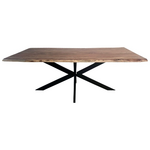 Τραπέζι Miles Pakoworld Μασίφ Ξύλο Ακακίας Πάχους 3.7-4εκ σε Φυσική Απόχρωση με Μαύρα Μεταλλικά Πόδια 180x90x76εκ