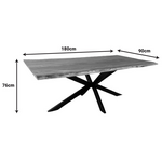 Τραπέζι Miles Pakoworld Μασίφ Ξύλο Ακακίας Πάχους 3.7-4εκ σε Φυσική Απόχρωση με Μαύρα Μεταλλικά Πόδια 180x90x76εκ