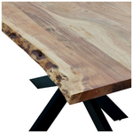 Τραπέζι Miles Pakoworld Μασίφ Ξύλο Ακακίας Πάχους 3.7-4εκ σε Φυσική Απόχρωση με Μαύρα Μεταλλικά Πόδια 180x90x76εκ