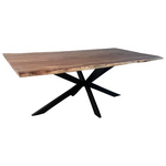 Τραπέζι Miles Pakoworld Μασίφ Ξύλο Ακακίας Πάχους 3.7-4εκ σε Φυσική Απόχρωση με Μαύρα Μεταλλικά Πόδια 180x90x76εκ