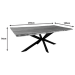 Τραπέζι Miles Pakoworld Μασίφ Ξύλο Ακακίας Πάχους 3.7-4εκ σε Φυσική Απόχρωση με Μαύρα Μεταλλικά Πόδια 200x100x76εκ