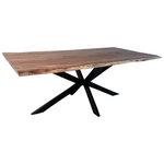 Τραπέζι Miles Pakoworld Μασίφ Ξύλο Ακακίας Πάχους 3.7-4εκ σε Φυσική Απόχρωση με Μαύρα Μεταλλικά Πόδια 200x100x76εκ