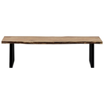 Παγκάκι Miles Slim Pakoworld  Μασίφ Ξύλο Ακακίας σε Φυσική Απόχρωση με Μαύρα Μεταλλικά Πόδια 160x40x45εκ