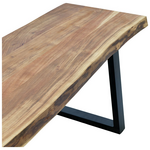 Παγκάκι Miles Slim Pakoworld  Μασίφ Ξύλο Ακακίας σε Φυσική Απόχρωση με Μαύρα Μεταλλικά Πόδια 160x40x45εκ