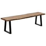 Παγκάκι Miles Slim Pakoworld  Μασίφ Ξύλο Ακακίας σε Φυσική Απόχρωση με Μαύρα Μεταλλικά Πόδια 160x40x45εκ
