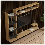 Σύνθετο Σαλονιού Επιτοίχιο Dilan Pakoworld σε oak-Ανθρακί Απόχρωση 180x29,60x121,80εκ