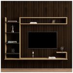 Σύνθετο Σαλονιού Επιτοίχιο Dilan Pakoworld σε oak-Ανθρακί Απόχρωση 180x29,60x121,80εκ