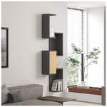 Ραφιέρα Τοίχου Kongo Pakoworld σε Oak- Ανθρακί Απόχρωση 44x20x159εκ