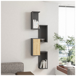 Ραφιέρα Τοίχου Kongo Pakoworld σε Oak- Ανθρακί Απόχρωση 44x20x159εκ