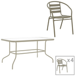 Τραπεζαρία Tade-Valor Pakoworld 5τεμ Μέταλλο-Γυαλί σε Σαμπανιζέ Απόχρωση 110x60x70εκ