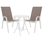 Τραπεζαρία Albero-Calan Pakoworld 3τεμ Μέταλλο σε Λευκή Απόχρωση Φ60x70εκ