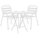 Τραπεζαρία Albero-Sussie Pakoworld 3τεμ Μέταλλο σε Λευκή Απόχρωση Φ60x70εκ