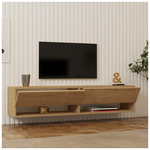 Έπιπλο Τηλεόρασης Επιτοίχιο Melosa Pakoworld σε oak Απόχρωση 141x30x31εκ