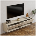 Έπιπλο Τηλεόρασης Επιτοίχιο Melosa Pakoworld σε όψη Τραβερτίνας 141x30x31εκ