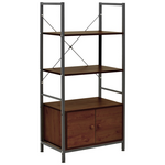 Ραφιέρα Επιδαπέδια με Ντουλάπι Kuili Pakoworld Μέταλλο Μαύρο-mdf σε Καρυδί Απόχρωση 60x36x121εκ