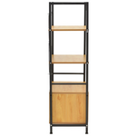 Ραφιέρα Επιδαπέδια με Ντουλάπι Kuili Pakoworld Μέταλλο Μαύρο-mdf σε oak Απόχρωση 60x36x121εκ