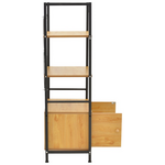 Ραφιέρα Επιδαπέδια με Ντουλάπι Kuili Pakoworld Μέταλλο Μαύρο-mdf σε oak Απόχρωση 60x36x121εκ