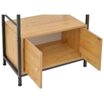 Ραφιέρα Επιδαπέδια με Ντουλάπι Kuili Pakoworld Μέταλλο Μαύρο-mdf σε oak Απόχρωση 60x36x121εκ