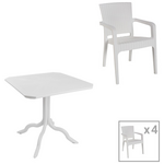 Τραπεζαρία Icon-Halcyon Pakoworld σετ 5τεμ pp σε Λευκή Απόχρωση