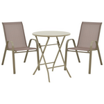 Τραπεζαρία Albero-Calan Pakoworld 3τεμ Μέταλλο σε Σαμπανιζέ Απόχρωση Φ60x70εκ