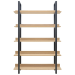 Βιβλιοθήκη Almond Pakoworld σε oak-Μαύρη Απόχρωση 120x29x185εκ