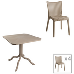 Τραπεζαρία Icon-Confident Pakoworld σετ 5τεμ pp σε Cappuccino Απόχρωση