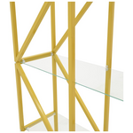 Ραφιέρα Aylan Pakoworld Γυαλί - Μέταλλο σε Χρυσή Απόχρωση 100x30x200εκ