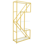 Ραφιέρα Aylan Pakoworld Γυαλί - Μέταλλο σε Χρυσή Απόχρωση 100x30x200εκ