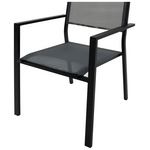 Τραπεζαρία Moly - Kliton σετ 5τεμ Pakoworld Ανθρακί και Μαύρο Αλουμίνιο-Textilene σε Ανθρακί Απόχρωση 80x80x74εκ