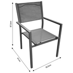 Τραπεζαρία Moly - Kliton ι σετ 3τεμ Pakoworld Ανθρακί Αλουμίνιο και Textilene σε Ανθρακί Απόχρωση 80x80x74εκ