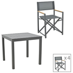 Τραπεζαρία Kliton-Mabu σετ 5τεμ Pakoworld Αλουμίνιο σε Ανθρακί Απόχρωση 80x80x74εκ