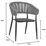 Τραπεζαρία Kliton-Raven σετ 3τεμ Pakoworld  Αλουμίνιο σε Ανθρακί Απόχρωση 80x80x74εκ