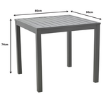 Τραπεζαρία Kliton-Raven σετ 3τεμ Pakoworld  Αλουμίνιο σε Ανθρακί Απόχρωση 80x80x74εκ