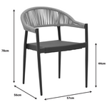 Τραπεζαρία Kliton- Elation σετ 5τεμ Pakoworld  Αλουμίνιο σε Ανθρακί Απόχρωση 80x80x74εκ