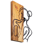 Διακοσμητικό Τοίχου Womanel Pakoworld Ξύλο Πεύκου σε Φυσική Απόχρωση με Μαύρο Μέταλλο 35x3x50εκ