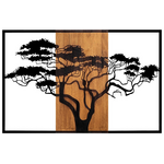 Διακοσμητικό Τοίχου Leroun Pakoworld Ξύλο Πεύκου σε Φυσική Απόχρωση με Μαύρο Μέταλλο 90x3x58εκ