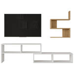 Σύνθετο Σαλονιού Kakomo Pakoworld σε Λευκή-Φυσική Απόχρωση 170x29.5x43εκ