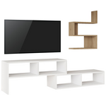 Σύνθετο Σαλονιού Kakomo Pakoworld σε Λευκή-Φυσική Απόχρωση 170x29.5x43εκ