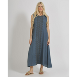 Ble Φορεμα Μακρυ Αμανικο Μπλε Σκουρο με Σχεδια one Size (100% Cotton)