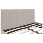 Κρεβάτι Mago Pakoworld Ύφασμα σε Εκρού Απόχρωση με Φυσικό Ξύλινο Πόδι 140x200εκ