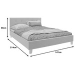 Κρεβάτι Mago Pakoworld Ύφασμα σε Εκρού Απόχρωση με Φυσικό Ξύλινο Πόδι 140x200εκ