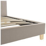 Κρεβάτι Mago Pakoworld Ύφασμα σε Εκρού Απόχρωση με Φυσικό Ξύλινο Πόδι 160x200εκ