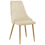 Καρέκλα Azori Pakoworld Μπεζ Βελούδο με Πόδι Μετάλλου σε Φυσική Απόχρωση 49x55x85εκ