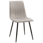 Καρέκλα Noor Pakoworld Γκρι Βελούδο με Πόδι Μετάλλου σε Μαύρη Απόχρωση 44x53x86εκ