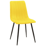 Καρέκλα Noor Pakoworld Κίτρινο Βελούδο με Πόδι Μετάλλου σε Μαύρη Απόχρωση 44x53x86εκ