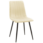 Καρέκλα Noor Pakoworld Μπεζ Ύφασμα με Πόδι Μετάλλου σε Μαύρη Απόχρωση 44x53x86εκ