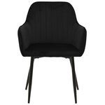 Πολυθρόνα Noor Pakoworld Μαύρο Βελούδο με Πόδι Μετάλλου σε Μαύρη Απόχρωση 58x58x86εκ