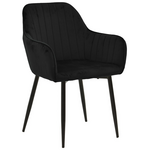 Πολυθρόνα Noor Pakoworld Μαύρο Βελούδο με Πόδι Μετάλλου σε Μαύρη Απόχρωση 58x58x86εκ